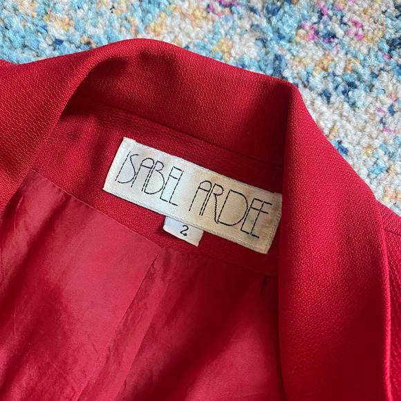 Vintage 1980s Red 100% Wool Double Buttoned Blazer Jacket - Picture 5 of 6